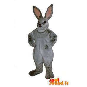 Grijs konijn mascotte en realistische roze - Konijnenpak - MASFR003278 - Mascot konijnen