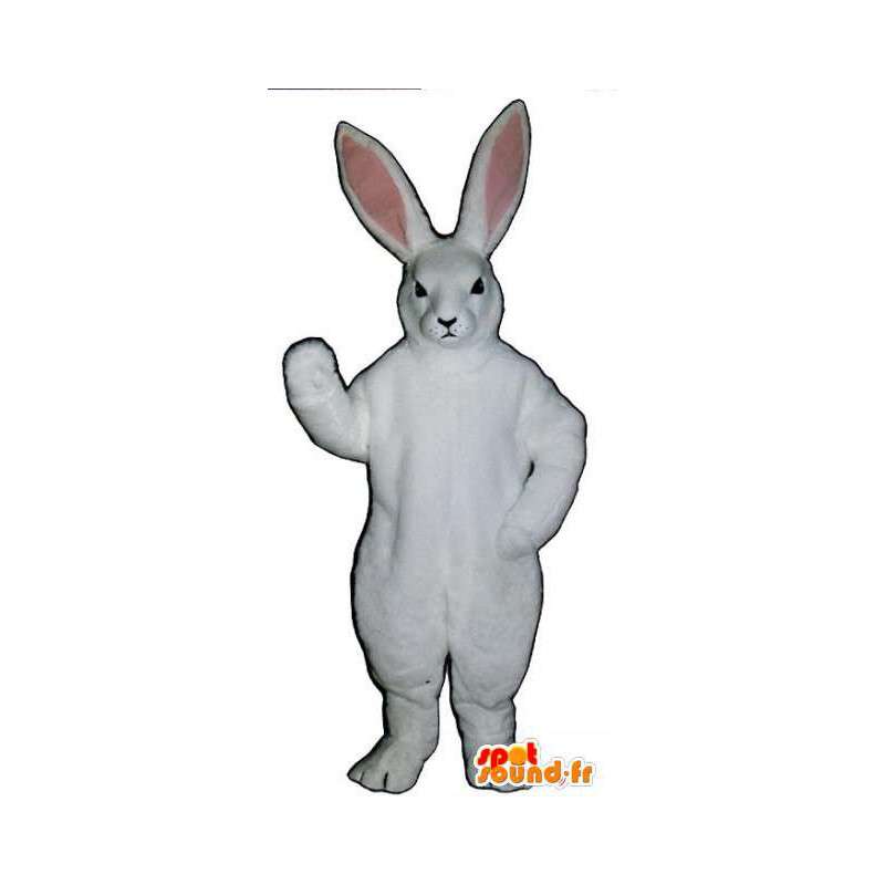 Biały królik maskotka i różowy z dużymi uszami - MASFR003279 - króliki Mascot