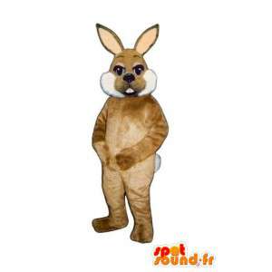 Mascote coelho marrom e todo peludo branco - Fantasia de Coelho - MASFR003283 - coelhos mascote