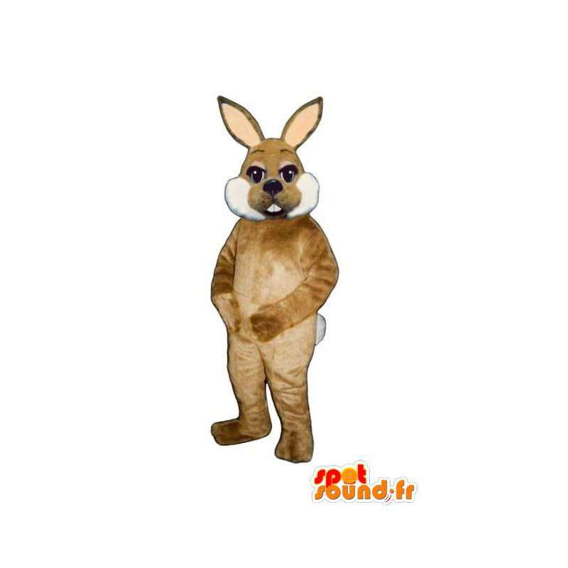 Mascotte de lapin marron et blanc tout poilu - Costume de lapin - MASFR003283 - Mascotte de lapins