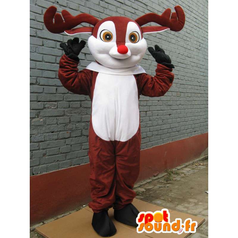 Deer Mascot Hood - Petit Nicolas - Mascot red nose for Christmas - MASFR00256 - Christmas mascots