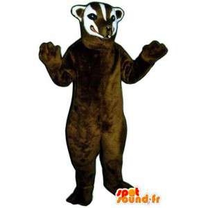 Mascotte de belette marron et blanche - Costume de fouine - MASFR003286 - Mascottes de ratons