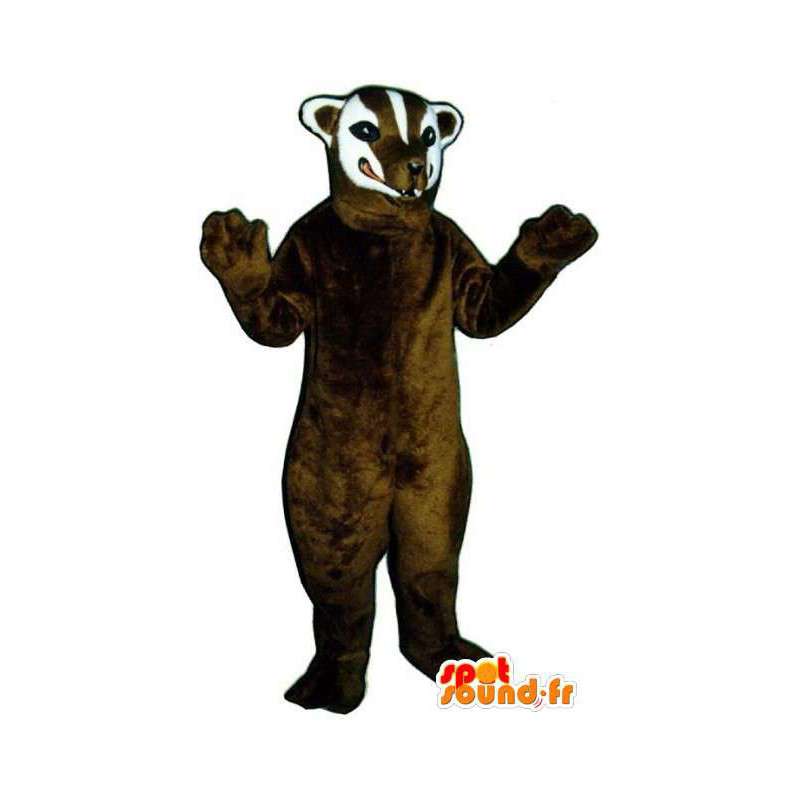 Mascotte de belette marron et blanche - Costume de fouine - MASFR003286 - Mascottes de ratons