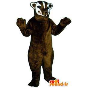 Mascotte de belette marron et blanche - Costume de fouine - MASFR003286 - Mascottes de ratons