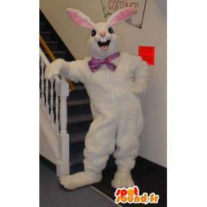 Biały królik maskotka i różowy z dużymi uszami - MASFR003300 - króliki Mascot