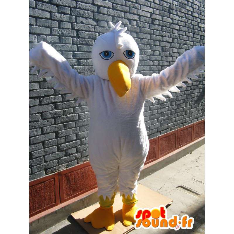 Μασκότ βασικό λευκό Pelican - βραδινό φόρεμα πουλιών - MASFR00252 - μασκότ πουλιών