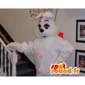 Mascotte de lapine blanche et rose géante - Costume de lapine - MASFR003304 - Mascotte de lapins