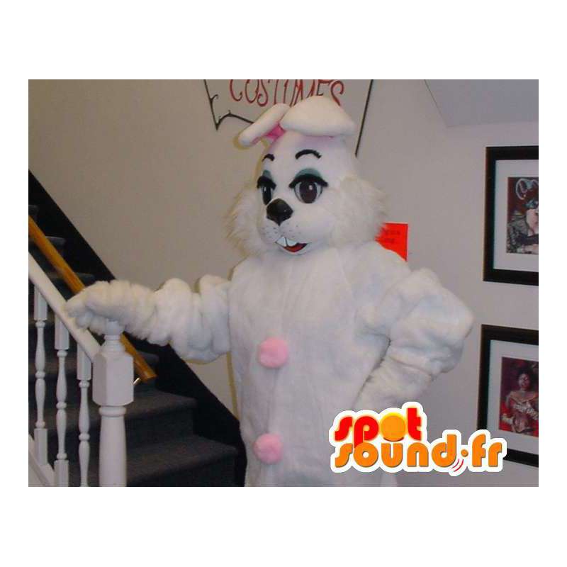 Mascot bunny pink and white giant - rabbit costume - MASFR003304 - Rabbit mascot