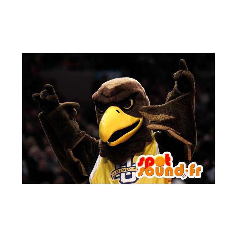 Kæmpe brun og gul ørnemaskot - Eagle kostume - Spotsound maskot