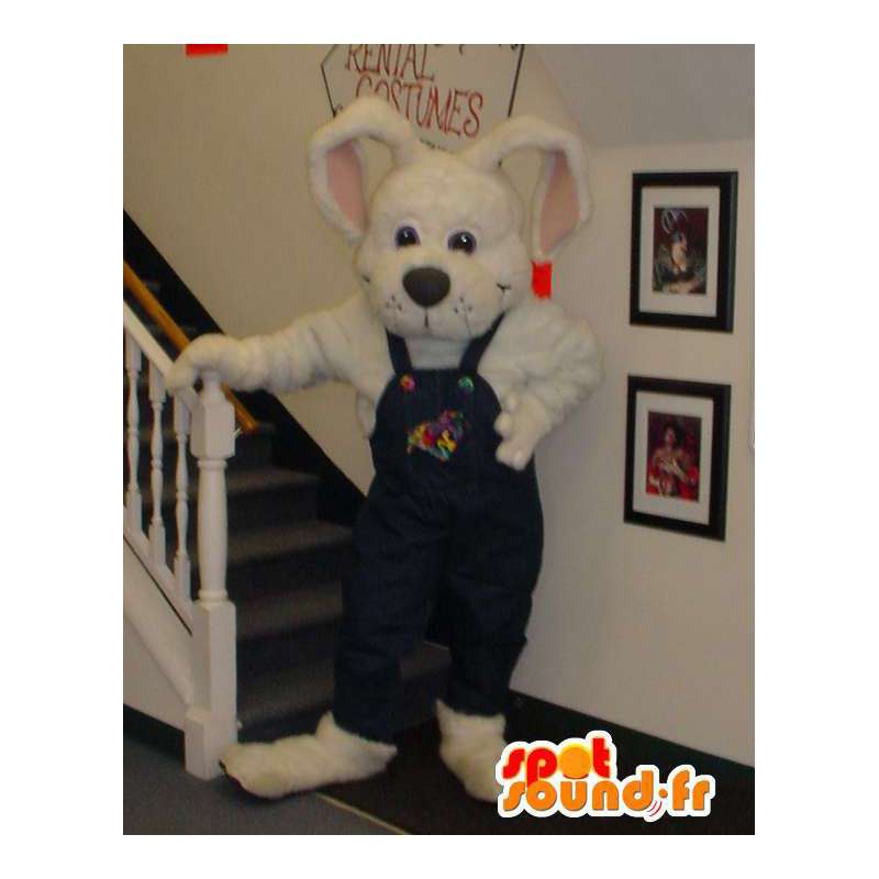 Mascot Conejo Blanco con un mono - Bunny Costume - MASFR003307 - Mascota de conejo