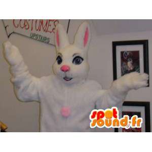 Hvit kanin maskot og gigantiske rosa - Rabbit Costume - MASFR003313 - Mascot kaniner