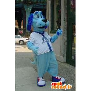 Dog mascot blue soccer jersey - Blue Dog Costume - MASFR003336 - Dog mascots