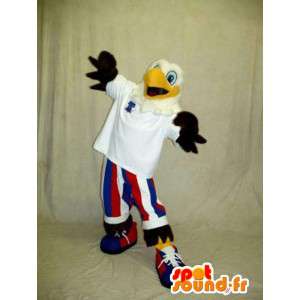 Adelaar mascotte gekleed in de kleuren van Amerika - MASFR003341 - Mascot vogels