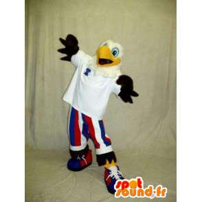 Adelaar mascotte gekleed in de kleuren van Amerika - MASFR003341 - Mascot vogels