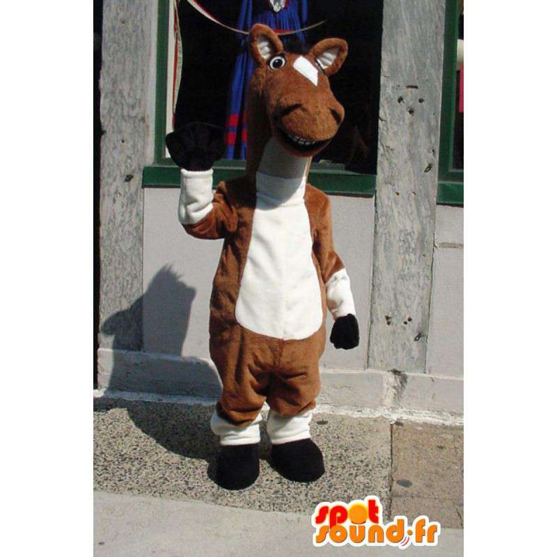 Mascotte de cheval marron et blanc - Costume de cheval en peluche - MASFR003352 - Mascottes Cheval