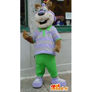 Mascotte d'écureuil habillé en vert et blanc - Costume d'écureuil - MASFR003362 - Mascottes Ecureuil