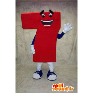 Mascot av nummer 7 rød - Costume figur 7 - MASFR003393 - Ikke-klassifiserte Mascots
