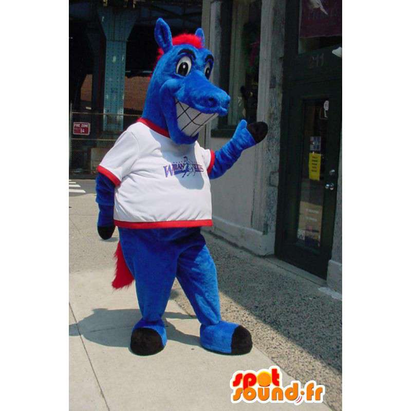 Blue Horse Mascot - Costume horse - MASFR003398 - Mascots horse