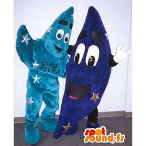Blå stjerne og måne maskotter - Pakke med 2 kostumer -