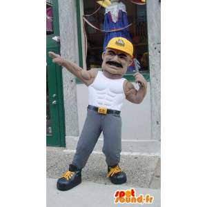 Mascot Hombre de la construcción, muscular - trabajador de vestuario - MASFR003401 - Mascotas humanas