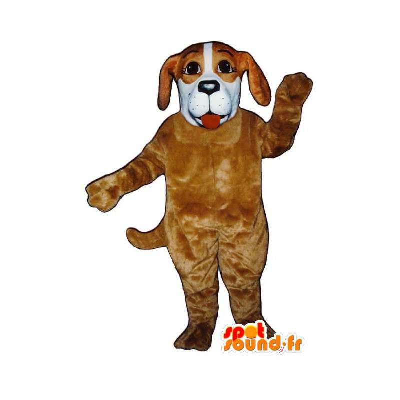 Beige og hvit hund maskot teddy - Dog Costume - MASFR003410 - Dog Maskoter