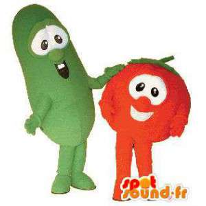 Mascotes morango e feijão verde - embalagens de 2 ternos - MASFR003428 - frutas Mascot