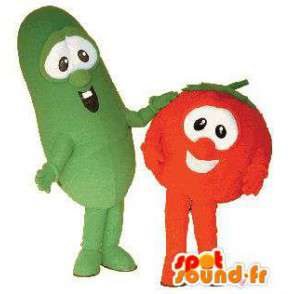 Mascots strawberry and green beans - Packs of 2 suits - MASFR003428 - Fruit mascot