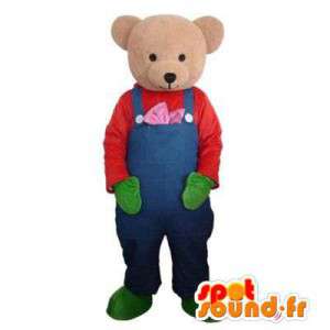 Mascot Bear in overalls - Costume Teddy - MASFR003443 - Bear mascot