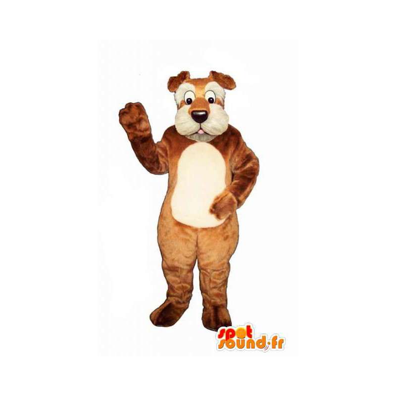 Mascotte de chien marron et blanc - Costume de chien en peluche - MASFR003448 - Mascottes de chien