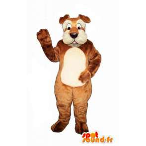 Bruine en witte hond mascotte - Dog Costume Plush - MASFR003448 - Dog Mascottes