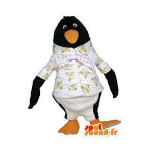 Mascotte de pingouin en chemise à fleurs - MASFR003458 - Mascottes Pingouin