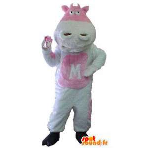 Cow Mascot, branco e rosa - Cow Costume - MASFR003465 - Mascotes vaca