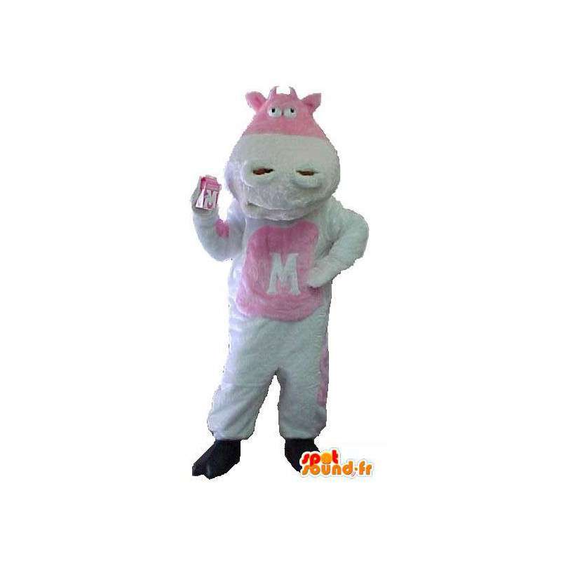 Cow mascot, white and pink - Cow Costume - MASFR003465 - Mascot cow