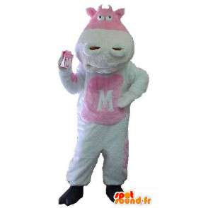 Cow Mascot, hvit og rosa - Cow Costume - MASFR003465 - Cow Maskoter