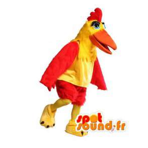 Chicken mascot red and yellow all hairy - Chicken Costume - MASFR003493 - Animal mascots