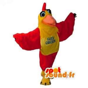 Chicken mascot red and yellow all hairy - Chicken Costume - MASFR003493 - Animal mascots