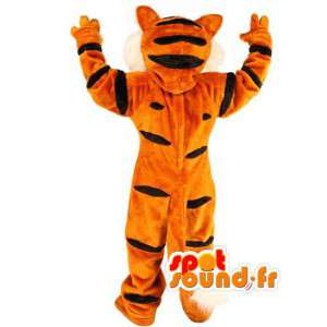 Orange tiger maskot stribet med sort - Tiger kostume -