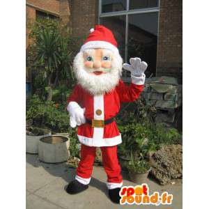 Santa Claus maskot - Evolution - julskägg och röd dräkt -