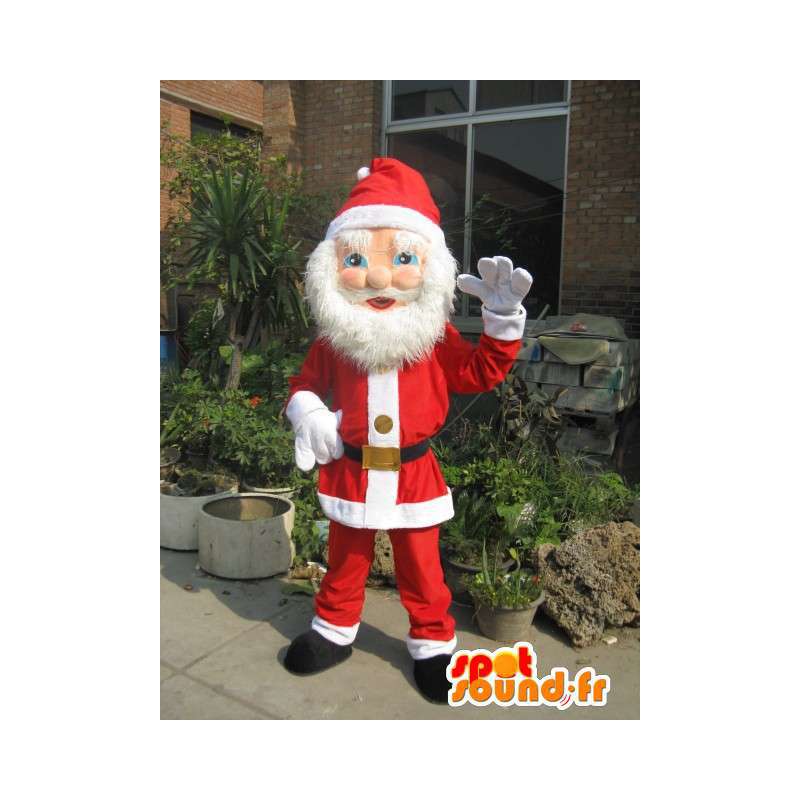 Santa Claus maskot - Evolution - julskägg och röd dräkt -