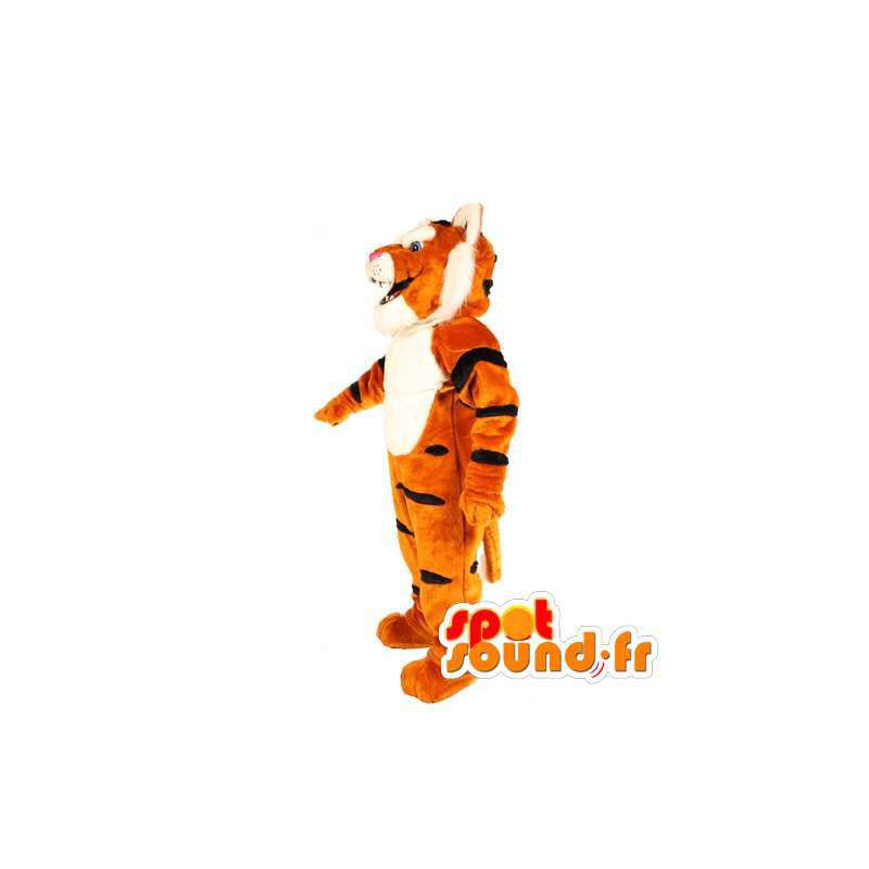 Orange tiger maskot stribet med sort - Tiger kostume -