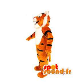 Orange tiger maskot stribet med sort - Tiger kostume -