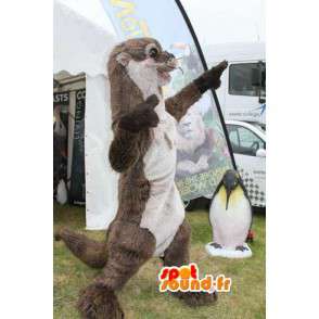 Maskot lasička hnědá a bílá - Otter Costume - Mýval maskoti - MASFR003498 - SpotSound.fr