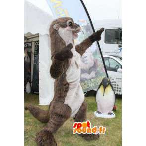 Maskotka łasica brązowy i biały - Otter Costume - MASFR003498 - Maskotki szczeniąt