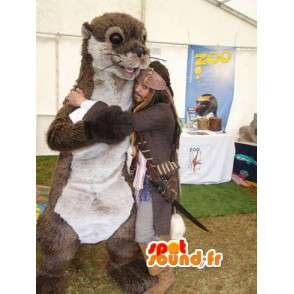 Maskot lasička hnědá a bílá - Otter Costume - Mýval maskoti - MASFR003498 - SpotSound.fr