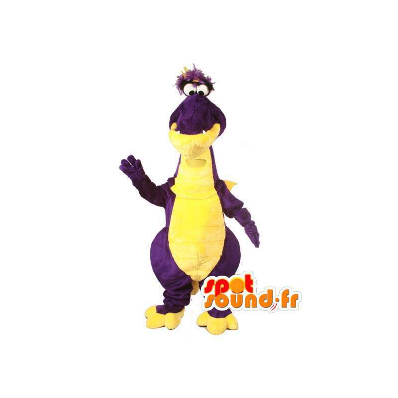 Mascotte de dinosaure jaune et violet - Costume de dinosaure - MASFR003506 - Mascottes Dinosaure