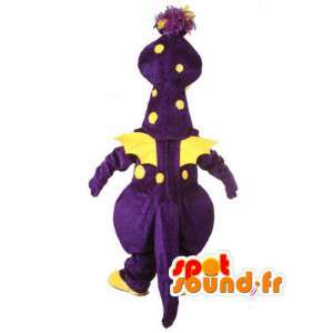 Dinosaur mascot yellow and purple - Dinosaur Costume - MASFR003506 - Mascots dinosaur