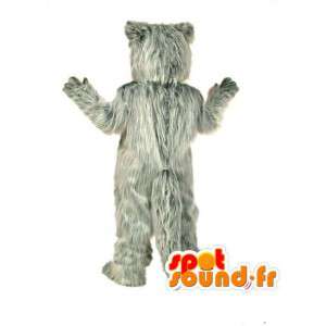 Grå og hvid ulvemaskot helt behåret - Ulv-kostume - Spotsound