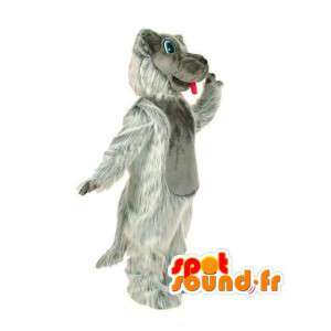 Vlk Mascot a bílá chlupatá vše - Vlk Costume - MASFR003508 - vlk Maskoti