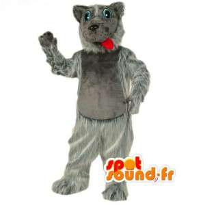 Grey Wolf Mascot e branco todo peludo - Traje do lobo - MASFR003508 - lobo Mascotes