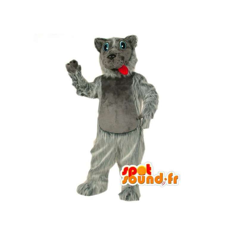 Mascotte de loup gris et blanc tout poilu - Costume de loup - MASFR003508 - Mascottes Loup